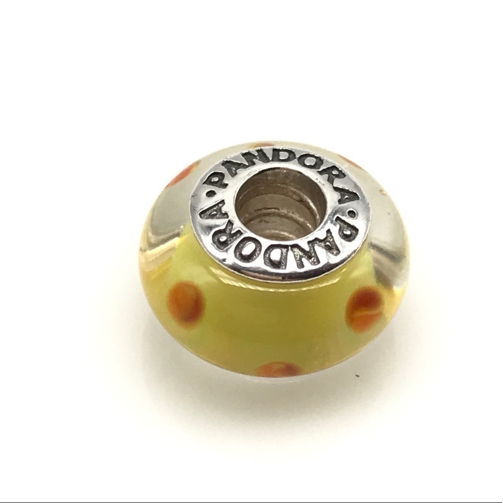 Pandora Yellow Orange Murano Glass Charm